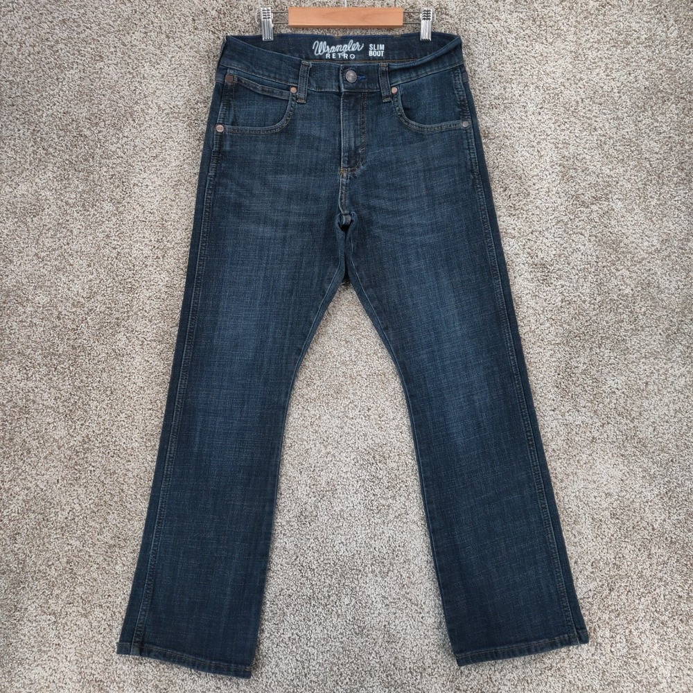 Wrangler Retro Slim Boot Jeans Mens 29x30 Blue Dark Western Cowboy